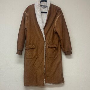 Something Navy womans Brown Teddy Jacket with Cream Sherpa Lining size S